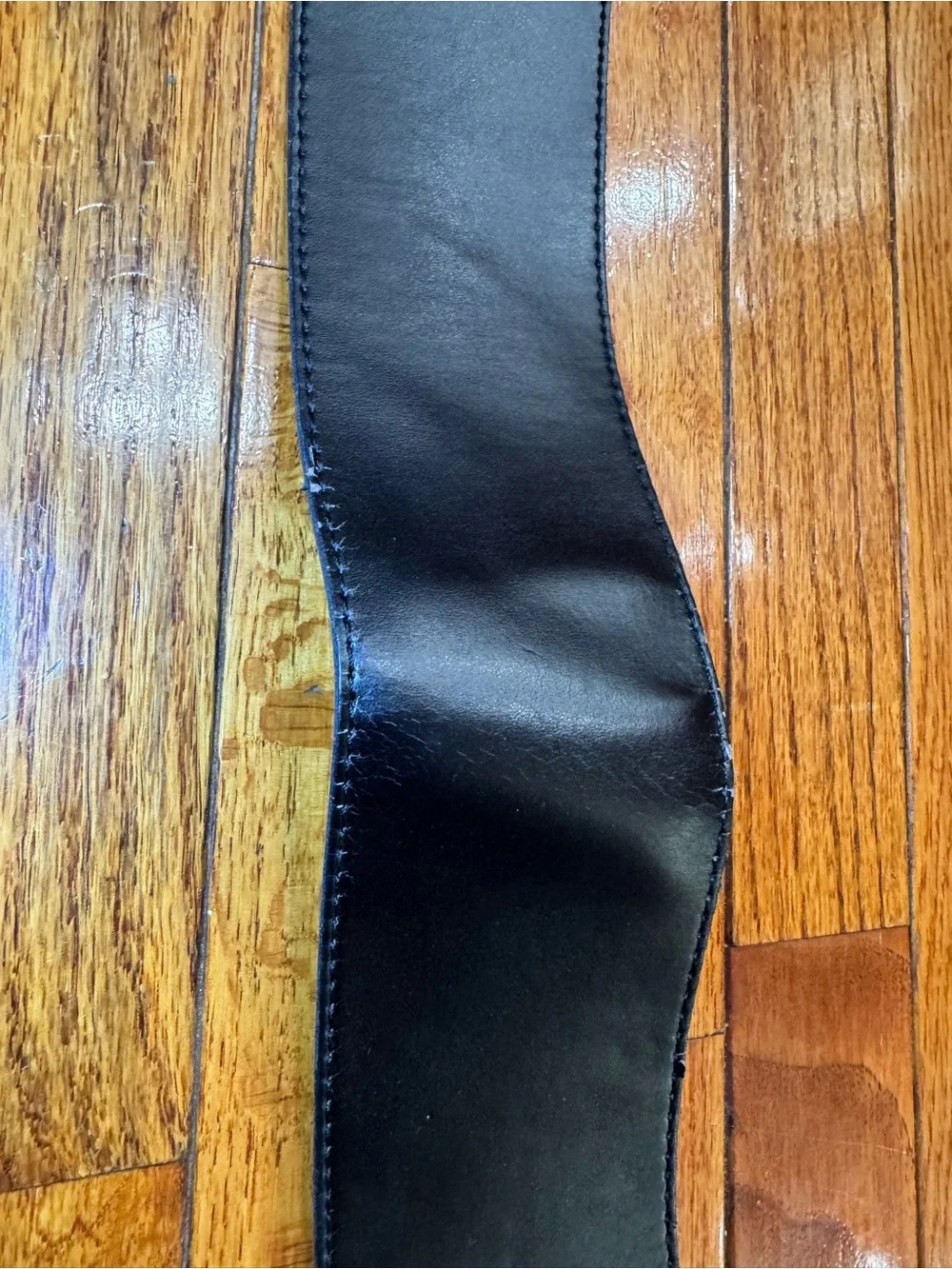 Black Wide Faux Leather Y2K Belt with Metal D-Ring Buckle